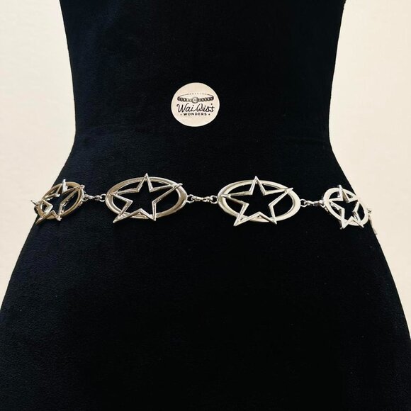 Accessories - Gothic silver star belt with a boho, punk, and alternative vibe